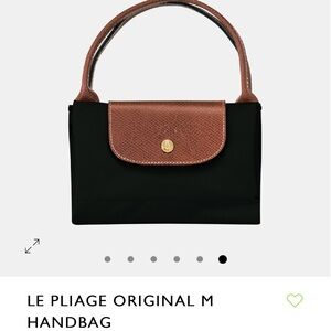 Longchamp Le Pliage Original Black and Brown Handbag